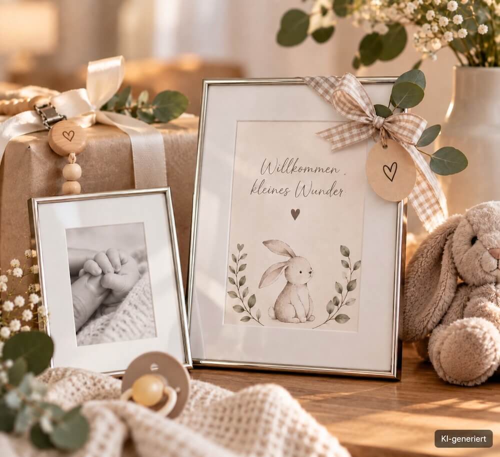 Bilderrahmen als Willkommensgeschenk zur Geburt eines Babys
