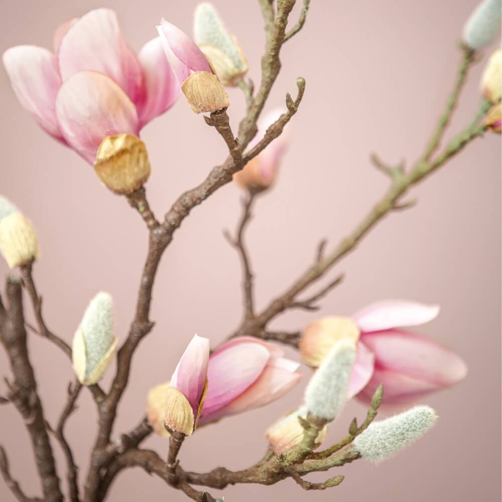 Februar Deko mit Magnolienknospenzweig
