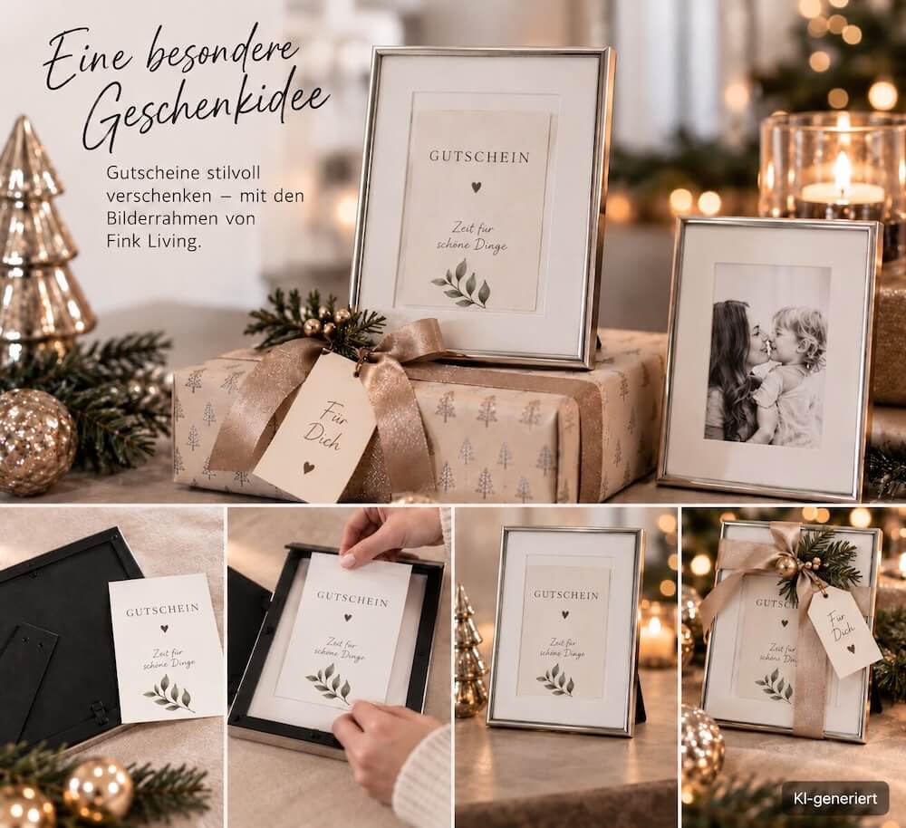 Gutschein im Bilderrahmen als festliches Geschenk