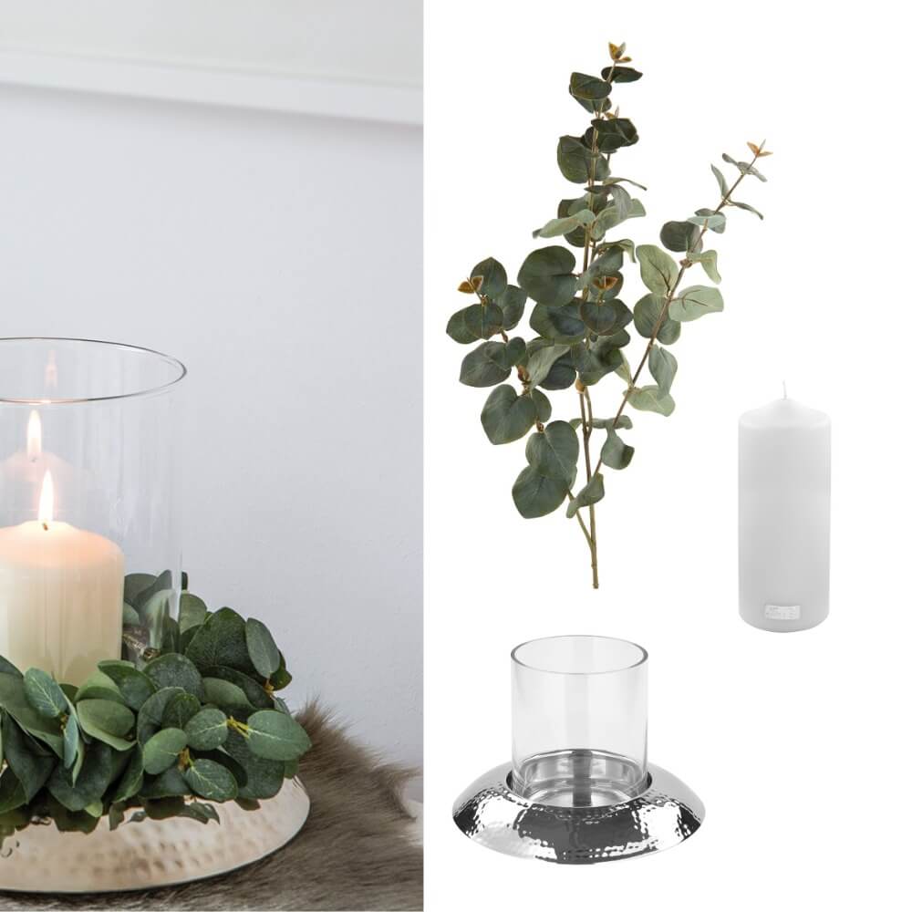 Januar Dekoration mit Eukalyptus